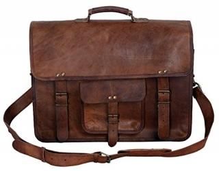 KPL 18 INCH Leather Briefcase Laptop Messenger Bag Satchel Office computer bag f