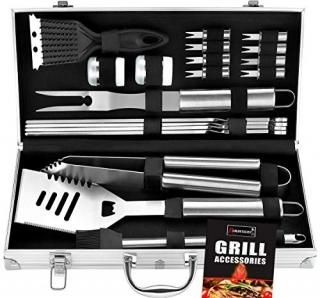 20Pcs BBQ SET - 20pc Stainless Steel BBQ Grill Tool Set for Men with Gift Box Pa