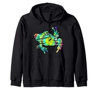 Cool Peace Frog Tie Dye Design For Boys And Girls Zip Hoodie