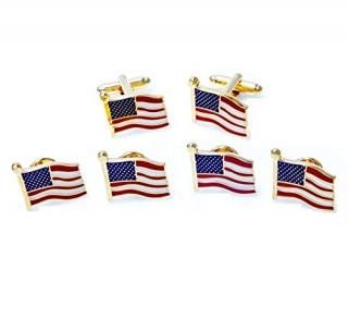 mrcuff United States of America Flag USA Cufflinks and Studs Set in a Presentati