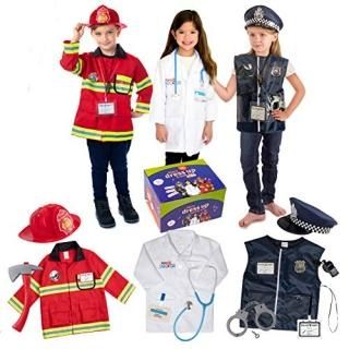 Born Toys Premium 16pcs Costume Dress up set for kids ages 3-7 firemanpolice cos