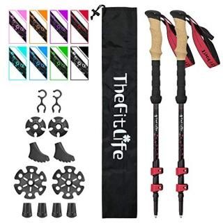 TheFitLife Carbon Fiber Trekking Poles  Collapsible and Telescopic Walking Stick