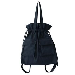 SOIMISS Cotton Canvas Drawstring Backpack with Pocket Gym Bag Sackpack Storage B