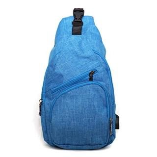 NuPouch Anti Theft Day Pack Backpack with USB Charging Connector Large Light Blu