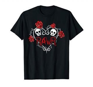 Emo Rawr Scene Kid Skull Heart Roses Flowers Thorns Love T-Shirt