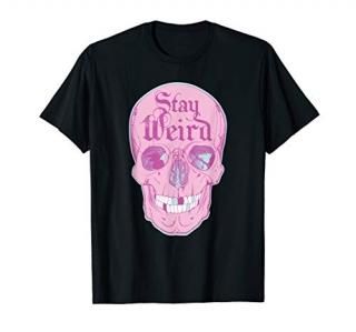 Pastel Goth Girl Stay Weird Emo Pink Skull for Teens T-Shirt