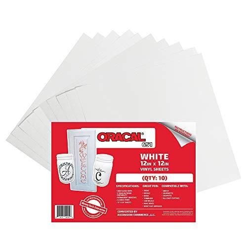 10 12インチ x 12インチ シート - Oracal 651 ホワイト粘着