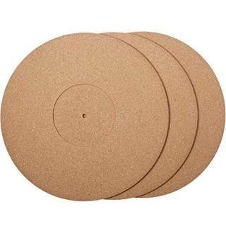 3 Pieces Cork Turntable Mats in 12 Inch x 3 mm Recessed Turntable Platter Cork M