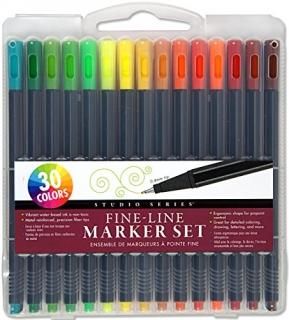 Studio Series Fine-Line Marker Set - 30 Markers 0.4 Mm Tip Color Draw and Write 