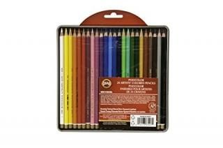 Koh-I-Noor Polycolor Drawing Pencil Set 24 Assorted Colored Pencils in Tin and B