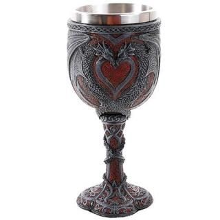 Double Dragon Heart Love Goblet Wine Cup 18cm