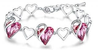 Leafael Infinity Love Heart Bracelet Made with Swarovski Crystals Hot Pink Octob