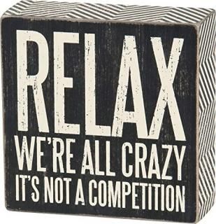 Primitives by Kathy Box Sign 5-Inch by 5-Inch We're All Crazy by Primitives By K
