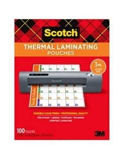 Scotch Thermal Laminating Pouches 8.9 x 11.4-Inches 3 mil thick TP3854-100 by Sc
