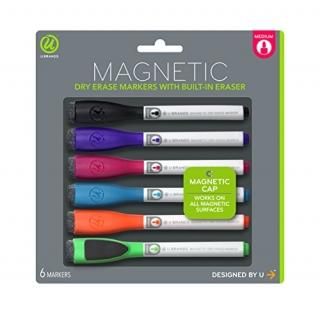 U Brands Low Odor Magnetic Dry Erase Markers With Erasers Medium Point