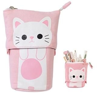 iSuperb Transformer Stand Store Pencil Holder Canvas+PU Cartoon Cute Cat Telesco