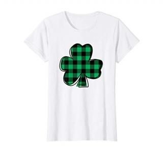 St Patricks Day Design for Teen Girls Check Plaid Shamrock T-Shirt