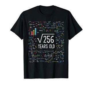 Square Root Of 256 16th Birthday 16 Year Old Gifts Math Bday T-Shirt