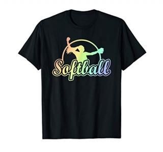 Cute Softball Gift Teen Girl Pitcher Cool Soft Rainbow Color T-Shirt