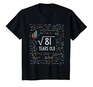 Kids Square Root Of 81 9th Birthday 9 Year Old Gifts Math Bday T-Shirt