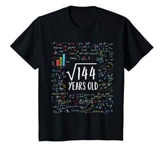 Kids Square Root Of 144 12th Birthday 12 Year Old Gifts Math Bday T-Shirt