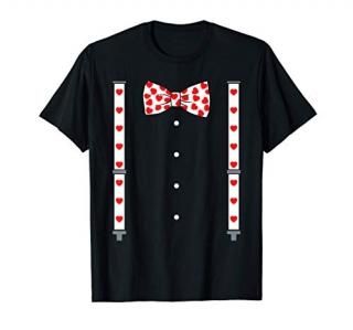 Valentines Day Suspenders And Hearts Bow Tie Boys Kids Funny T-Shirt