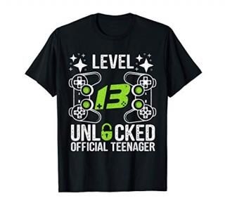 Official Teenager 13th Birthday Gift Level 13 Unlocked T-Shirt
