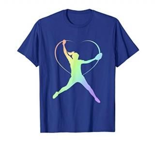 Soft Rainbow Softball Gifts For Teen Girls Pitcher Patterned T-Shirt