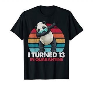 I Turned 13 In Quarantine Dabbing Panda 13th Birthday Kids T-Shirt