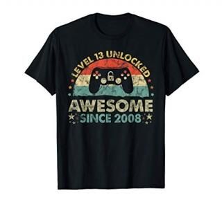 13th Birthday Awesome Since 2008 Vintage 13 Year Old Gifts T-Shirt