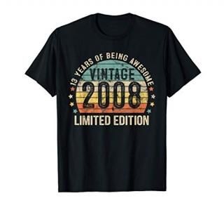 13th Birthday Vintage 2008 Limited Edition 13 Year Old Gifts T-Shirt