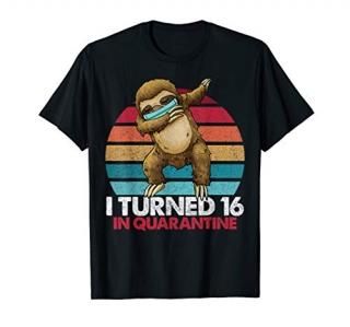 I Turned 16 In Quarantine Dabbing Sloth 16th Birthday Kids T-Shirt