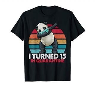I Turned 15 In Quarantine Dabbing Panda 15th Birthday Kids T-Shirt