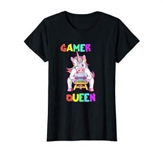 Gamer Queen Cute Video Gaming Unicorn Console Gamer Girl T-Shirt