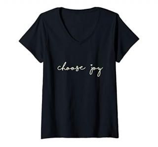 Womens Choose joy inspirational quotes shirt for women teens V-Neck T-Shirt