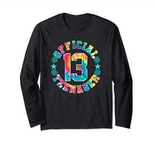13th Birthday Girl Official Teenager Thirteen Retro Tie Dye Long Sleeve T-Shirt