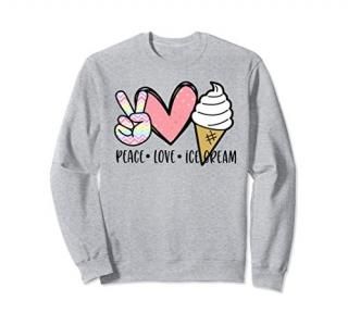 Cute Kawaii Gift for Teen Girl Teenager Peace Love Ice Cream Sweatshirt