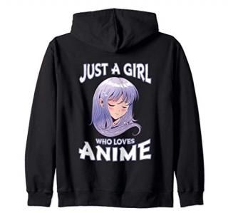 Just A Girl Who Loves Anime Gifts for Teen Girls Anime Merch Zip Hoodie