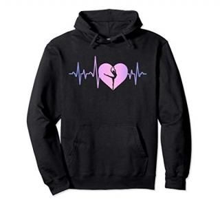 Dancer Ballerina Heartbeat EKG Teen Girls Kid Women Mom Gift Pullover Hoodie