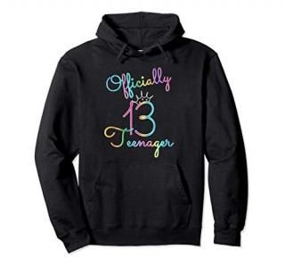 13th Birthday Girl Official Teenager Thirteen Retro Tie Dye Pullover Hoodie