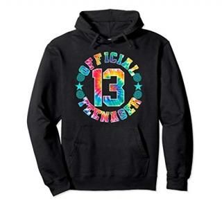 13th Birthday Girl Official Teenager Thirteen Retro Tie Dye Pullover Hoodie