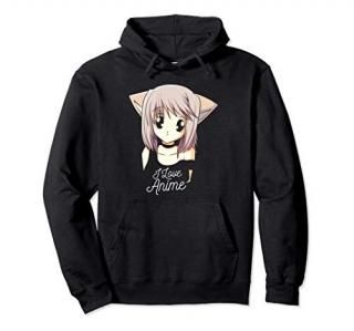I Love Anime Hoodie Cute Anime Girl Japanese Gift Sweatshirt Pullover Hoodie