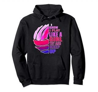 Volleyball Play Like A Girl Pink Purple Great Gift for Teens Pullover Hoodie