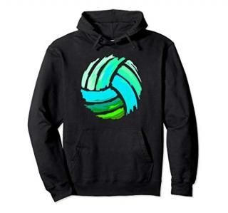 Volleyball Blue Green Ball Hoodie Gift For Teens