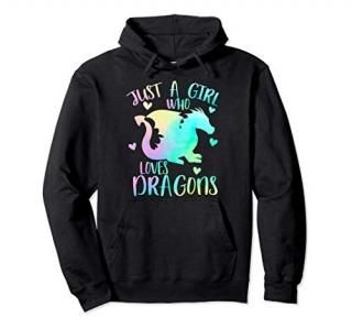Just a Girl Who Loves Dragons Cute Dragon Themed Teen Girls Pullover Hoodie