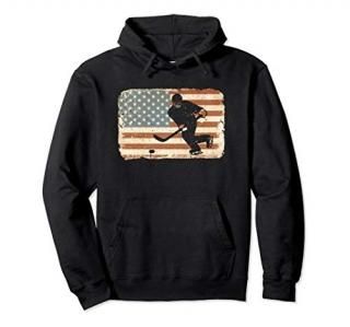 Vintage Ice Hockey Hoodie American Flag USA Sweatshirt