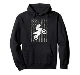 American Flag Dirt Bike Rider Wheelie Hooded Sweatshirt