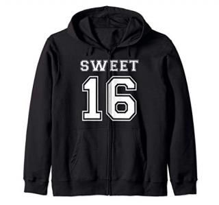 Sweet 16 Gift Girls Birthday Sports Jersey Graphic Zip Hoodie