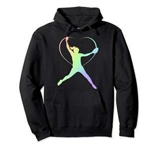 Soft Rainbow Softball Gift Idea For Teen Girl Pitcher Coach Pullover Hoodie