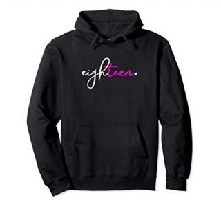 18th Birthday Gifts for Teen Girls 18 Year Old Pink Eighteen Pullover Hoodie